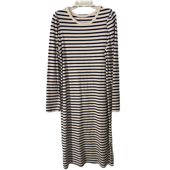 Universal Thread Navy and Cream Striped Long Sleeve Maxi Dress Size Large - Picture 2 of 11